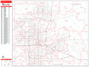 Oklahoma City  Wall Map Red Line Style